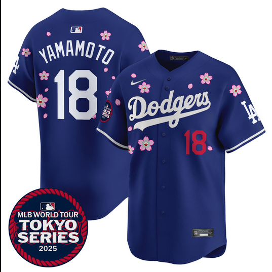 Men Los Angeles Dodgers 18 Yamamoto Tokyo Series 2025 blue Limited Stitched Jersey